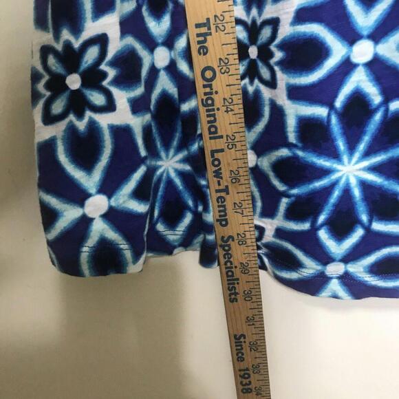 Liz & Me Catherine 1X Blouse Womens Flowers Blue Short SLeeve - Picture 5 of 8